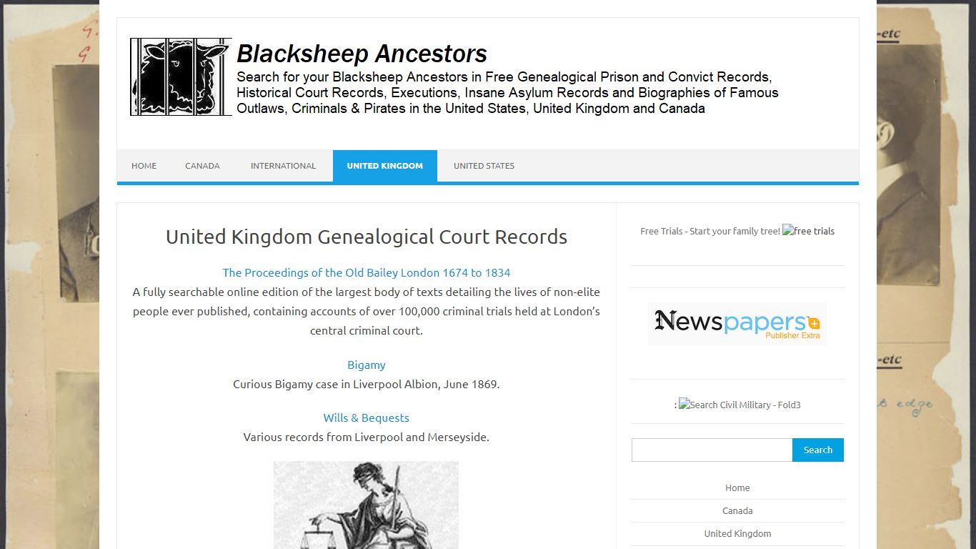 United Kingdom Genealogical Court Records - Blacksheep Ancestors